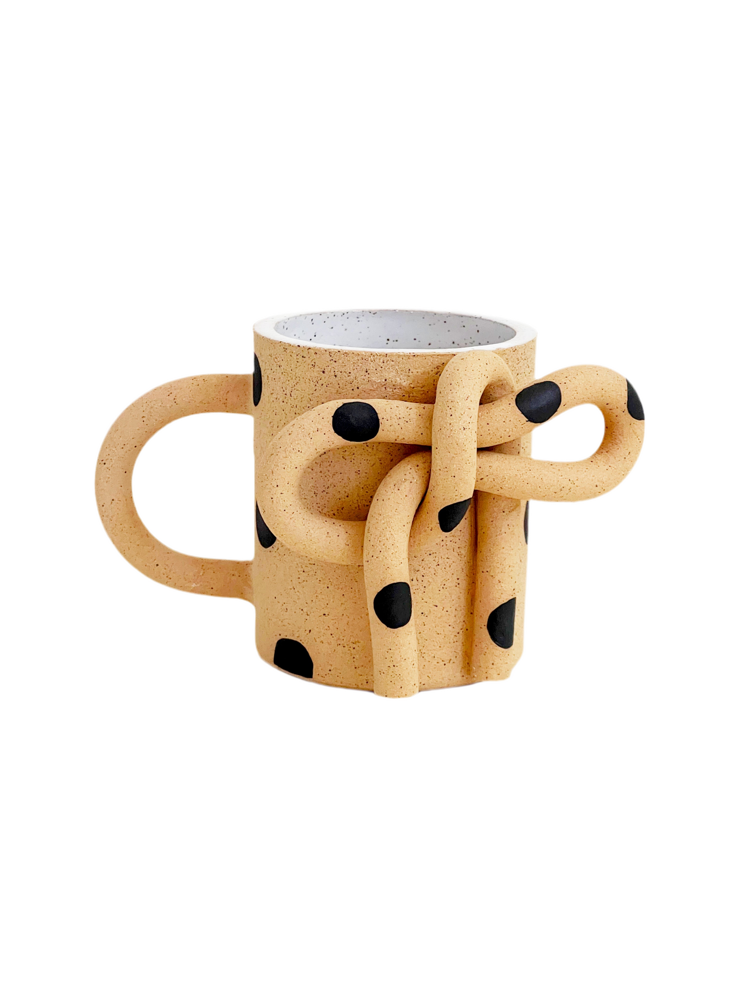 Black polka dots bow mug