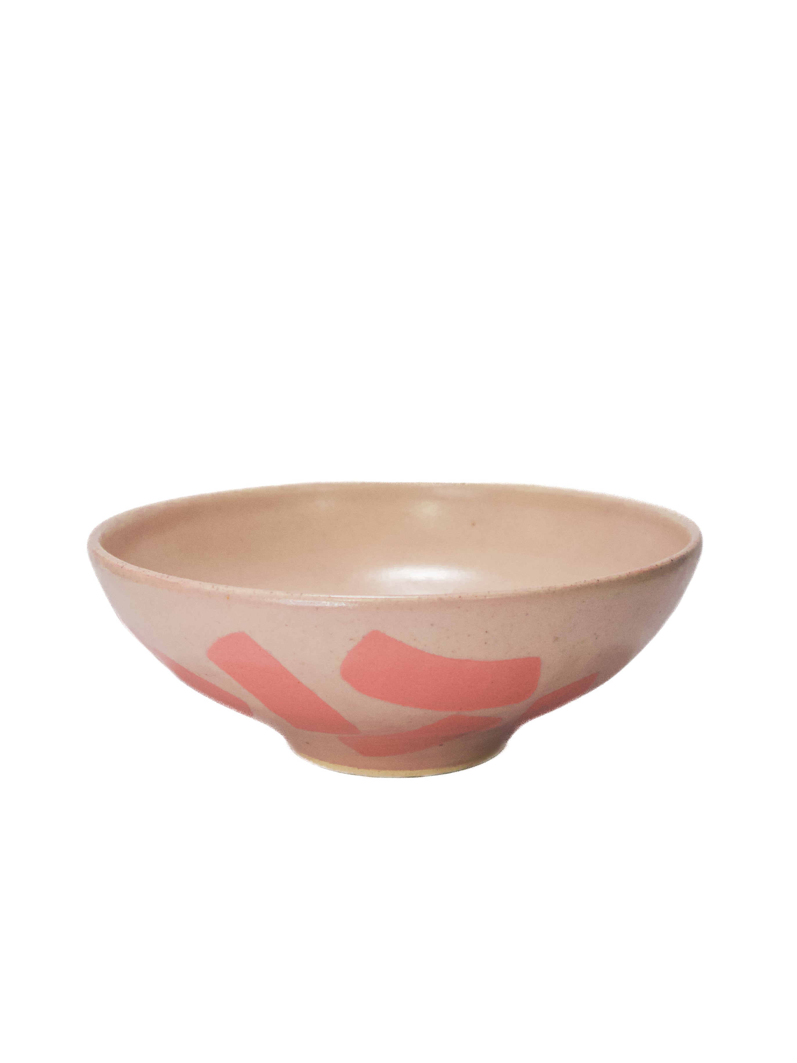 Beginner Ceramics Summer Peach Bowl with Soft Pink Shapes