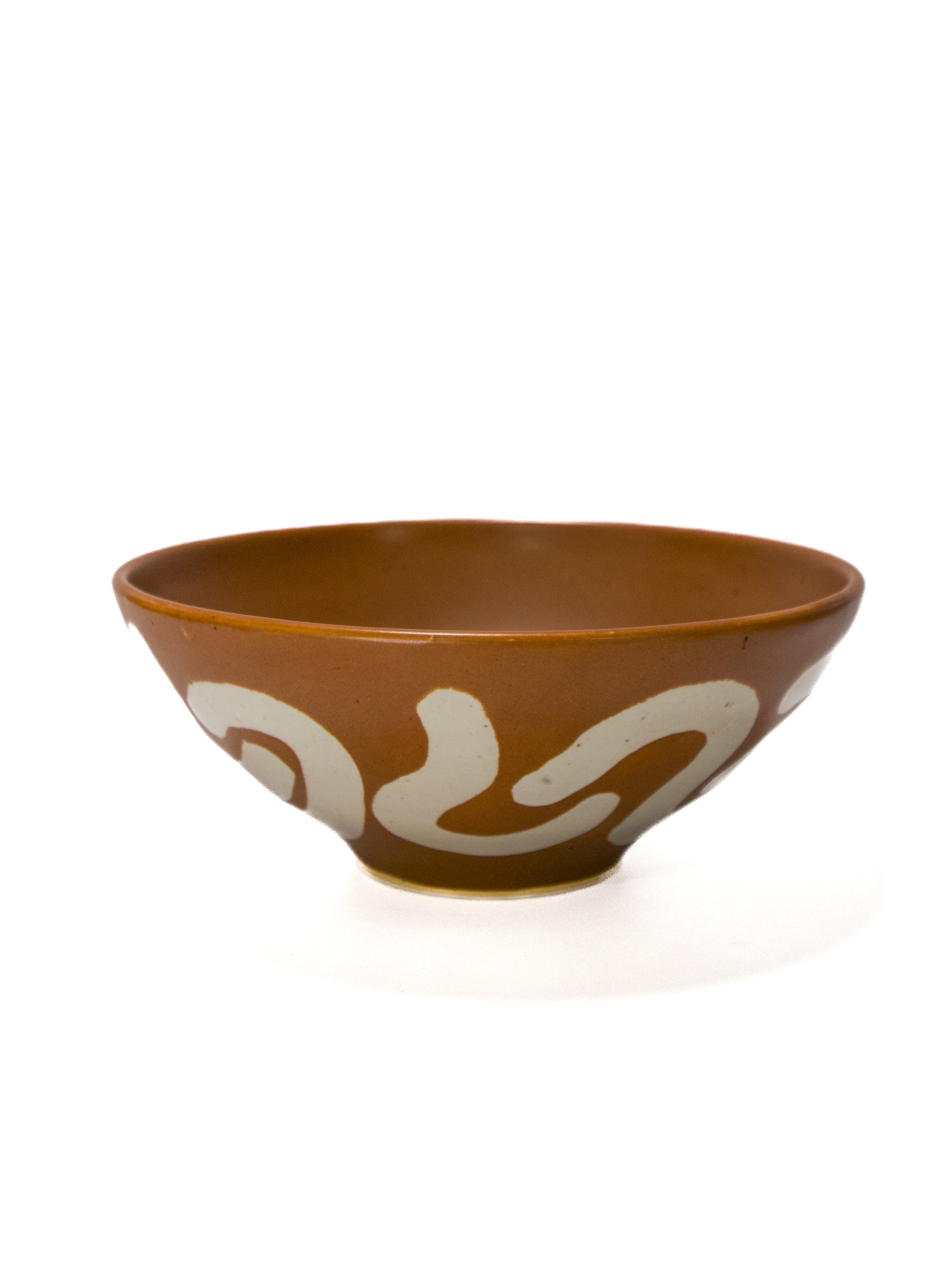 Beginner Ceramics Hazelnut Bowl with Eggshell Shapes