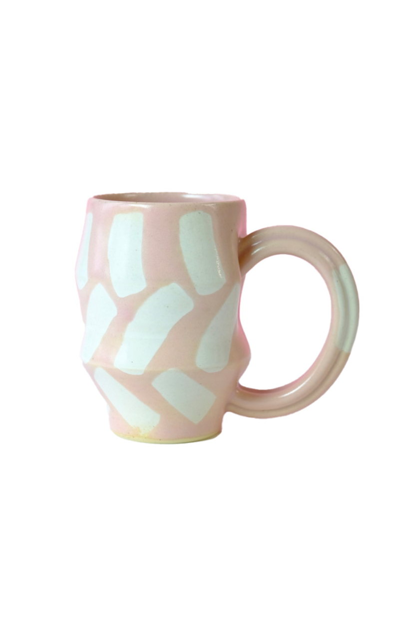 Beginner Ceramics Summer Peach Mug with Eggshell Shapes