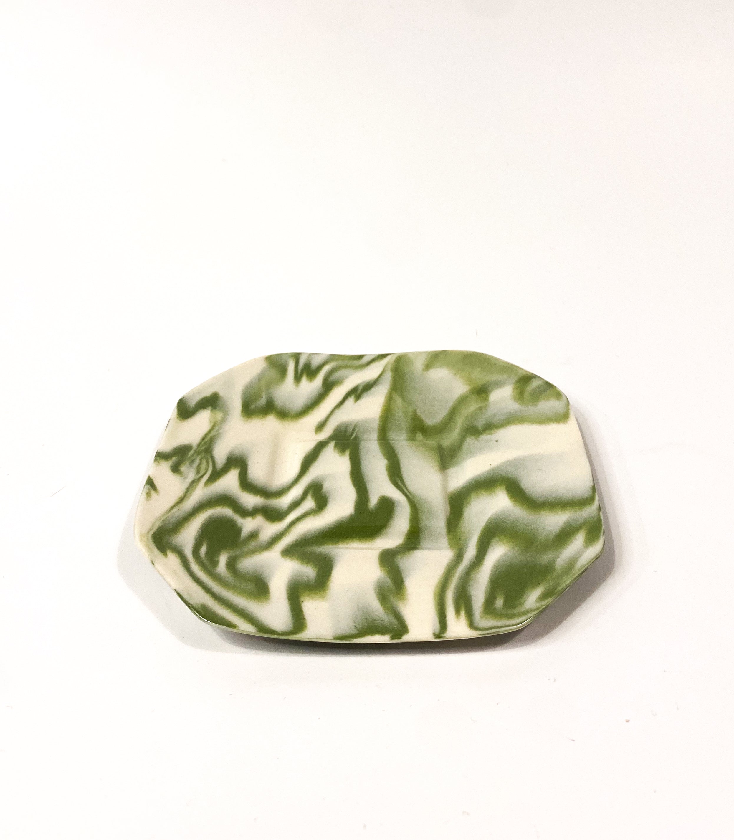 Isabel Rower Marbled Small Octogonal Plate in Green