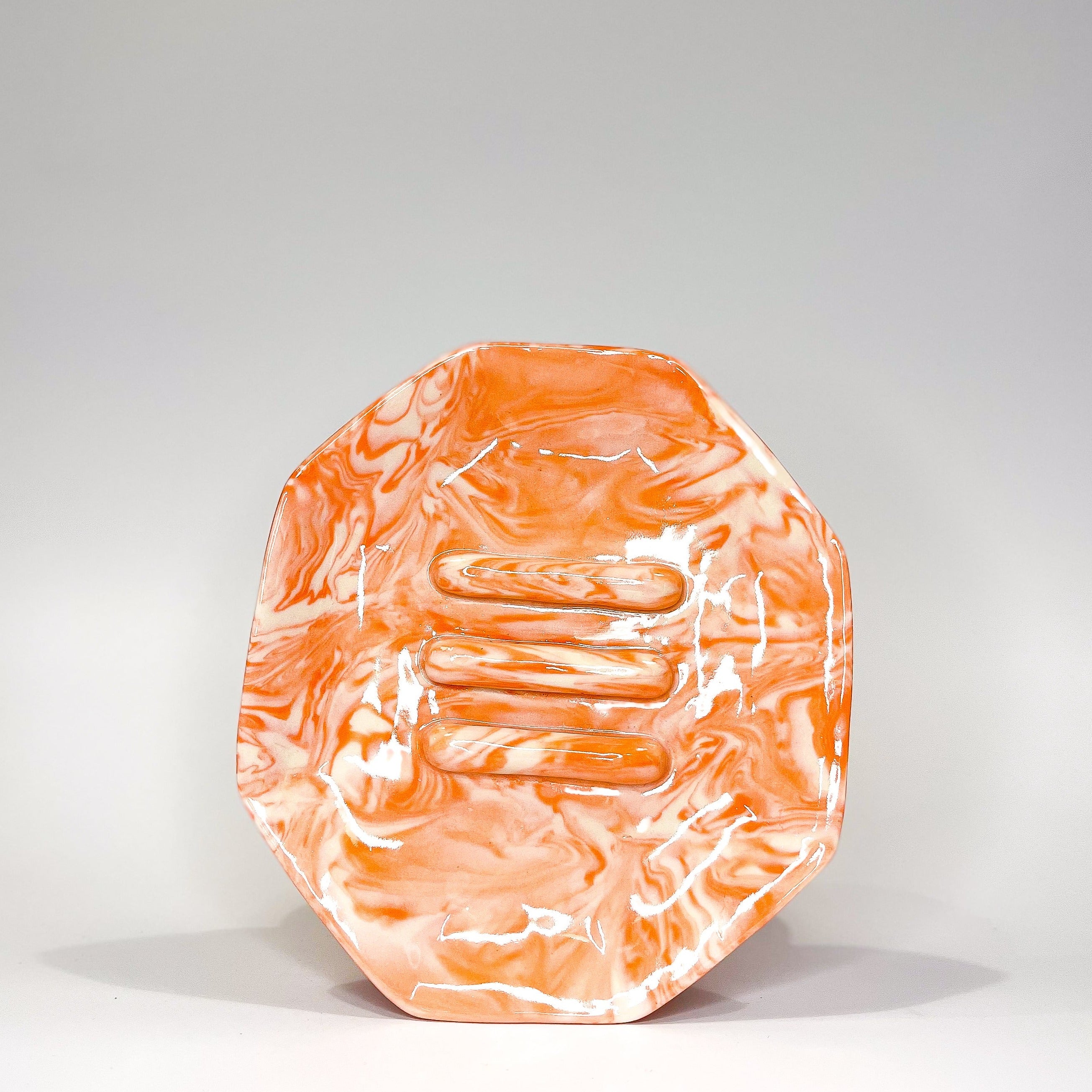 Isabel Rower Octagonal Marbled Soap Dish in Coral