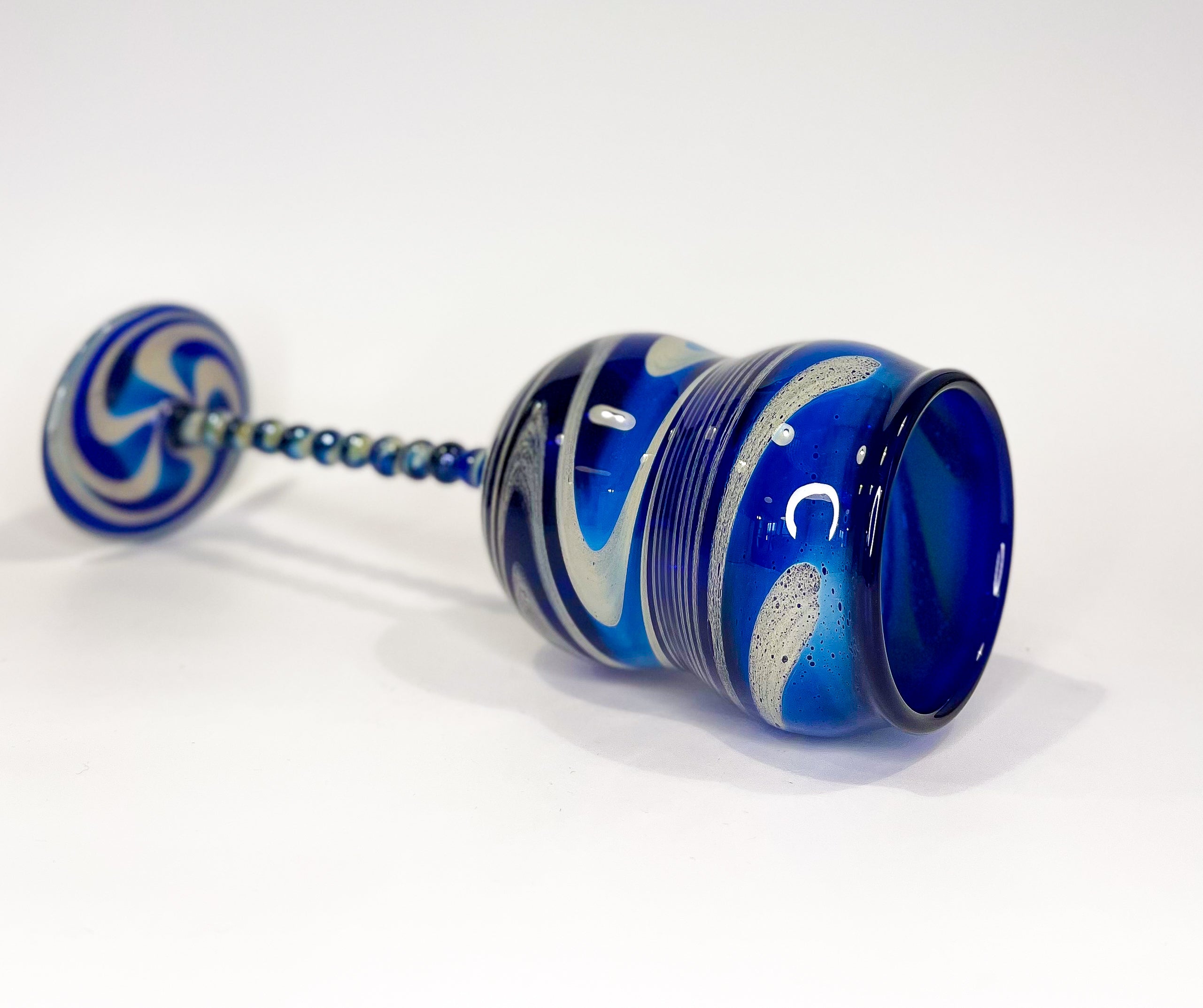 Ornamental by Lameice Dreamlike Wineglass in Swirled Blue